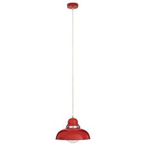 Jaspro Round 1 Metal Shade Pendant Light In Red And Chrome