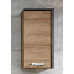 Java Wall Hung Storage Cabinet In Dark Cement Grey And Oak - UK