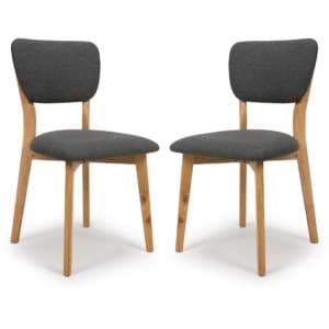 Javion Wooden Dining Chairs With Fabric Seat In Pair - UK