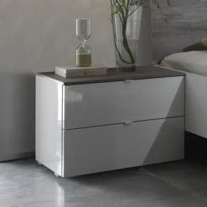 Jaxon High Gloss Bedside Cabinet With 2 Drawers In White - UK