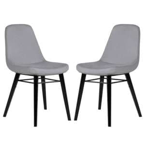Jecca Grey Fabric Dining Chairs With Black Legs In Pair - UK