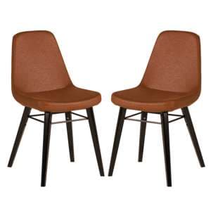 Jecca Tawny Fabric Dining Chairs With Black Legs In Pair - UK
