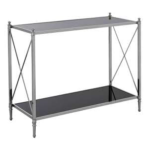 Jefferson Mirrored Console Table In Black And Silver Frame - UK