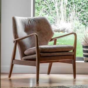 Jenson Upholstered Leather Armchair In Brown