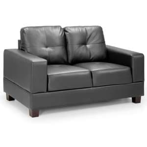 Jerri Faux Leather 2 Seater Sofa In Black - UK