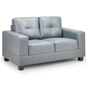 Jerri Faux Leather 2 Seater Sofa In Light Grey - UK