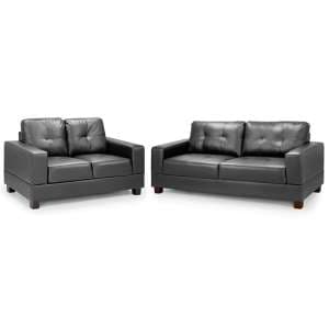 Jerri Faux Leather 3+2 Seater Sofa Set In Black - UK