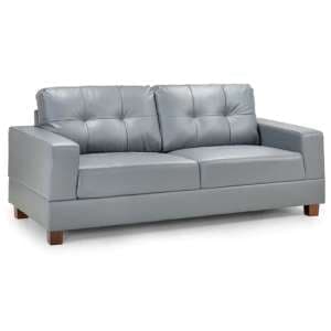 Jerri Faux Leather 3 Seater Sofa In Light Grey - UK