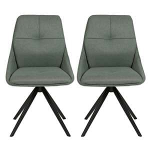 Jessa Green Fabric Dining Chairs With Black Legs In Pair - UK