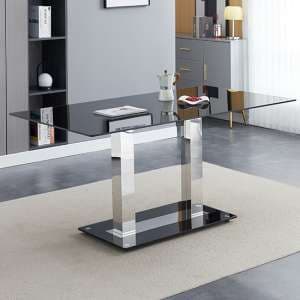Jet Large Black Glass Dining Table With Chrome Supports - UK