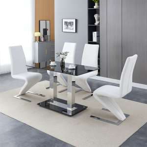 Jet Small Black Glass Dining Table With 4 Demi Z White Chairs - UK