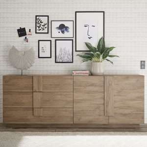 Jining Wooden Sideboard With 2 Doors 3 Drawers In Oak - UK