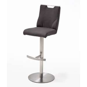 Jiulia Bar Stool In Anthracite With Stainless Steel Base