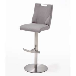 Jiulia Bar Stool In Ice Grey With Stainless Steel Base