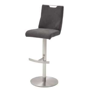 Jiulia Fabric Bar Stool In Anthracite With Steel Base