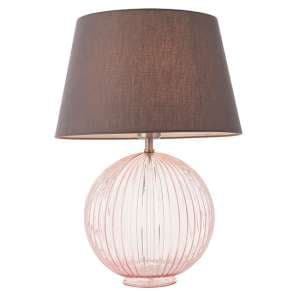 Jixi Charcoal Cotton Shade Table Lamp With Pink Ribbed Base - UK