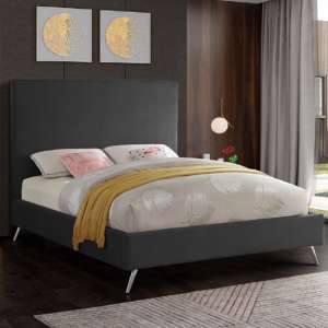 Jonesboro Plush Velvet Upholstered Small Double Bed In Steel