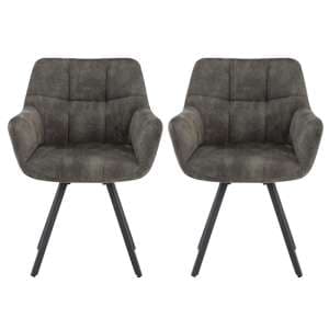 Jordan Olive Fabric Dining Chairs With Metal Frame In Pair - UK