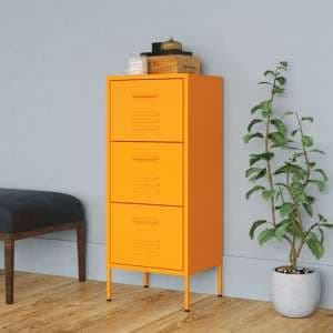 Jordan Steel Storage Cabinet With 3 Drawers In Mustard Yellow