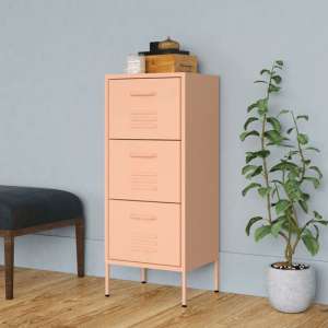 Jordan Steel Storage Cabinet With 3 Drawers In Pink