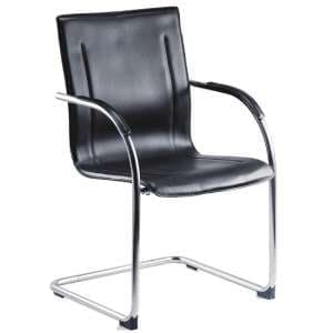 Jubilee Home Office Visitor Chair In Black PU With Chrome Frame