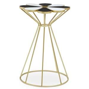 Judie Black And White Petal Shape End Table With Gold Frame - UK
