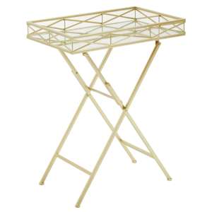 Julie Rectangular Glass Tray Side Table With Gold Metal Frame - UK