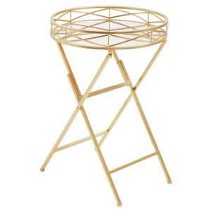 Julie Round Glass Tray Side Table With Gold Metal Frame - UK