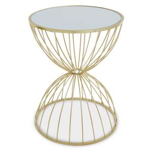 Julie Round White Glass Top Side Table With Gold Metal Frame - UK