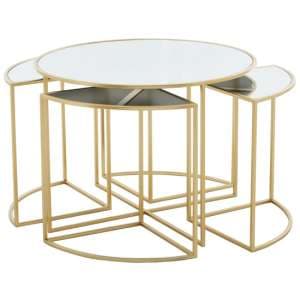 Julie White Glass Top Nest Of 5 Tables With Gold Metal Frame