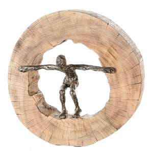Jumping Aluminium Sculpture In Bronze With Natural Wooden Frame - UK