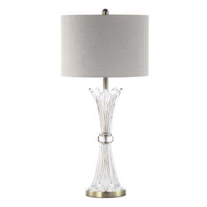 Juneau Grey Linen Shade Table Lamp With Crystal Base - UK