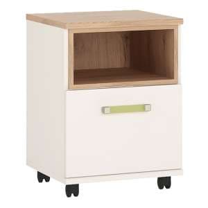 Kaas Wooden Office Pedestal Cabinet In White High Gloss And Oak