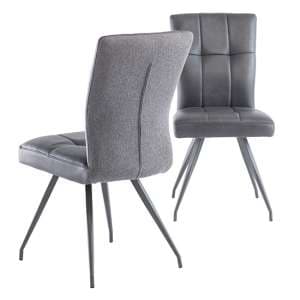 Kebrila Grey Faux Leather Dining Chairs In Pair - UK