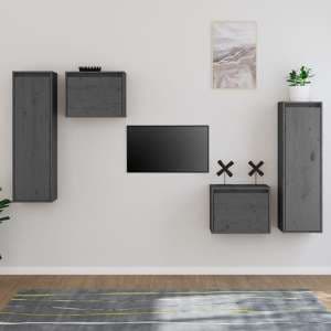 Kacela Solid Pinewood Entertainment Unit In Grey