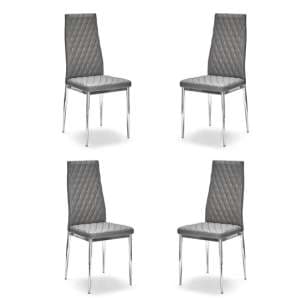 Kacia Set of 4 Faux Leather Dining Chairs In Grey - UK