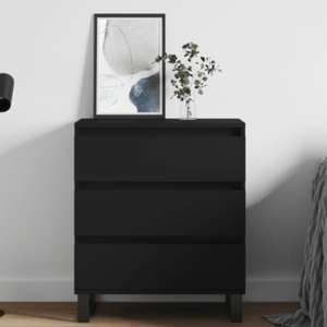 Kacia Wooden Chest Of 3 Drawers In Black - UK