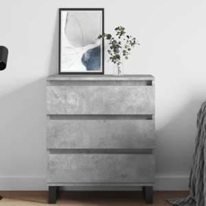 Kacia Wooden Chest Of 3 Drawers In Concrete Effect - UK