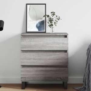 Kacia Wooden Chest Of 3 Drawers In Grey Sonoma Oak - UK