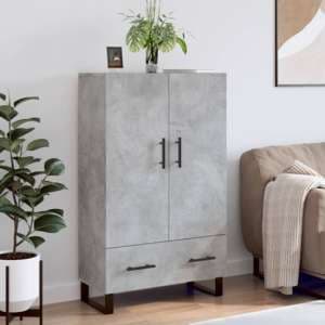 Kacia Wooden Highboard With 2 Doors 1 Drawers In Concrete Effect - UK