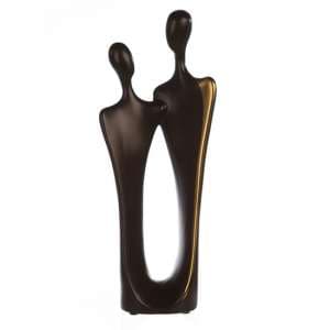 Kadoma Figure Couple Ceramic Sculpture In Black And Gold