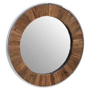 Kaia Wall Mirror Round With Natural Wooden Frame - UK