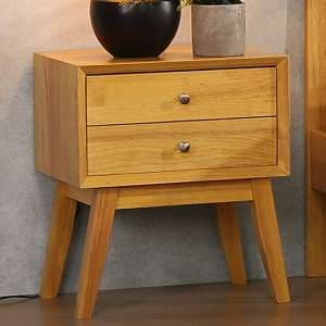Kairos Solid Hardwood Bedside Cabinet In Natural Oak - UK
