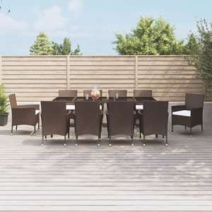 Kaius Rattan 11 Piece Garden Dining Set With Cushions In Brown - UK