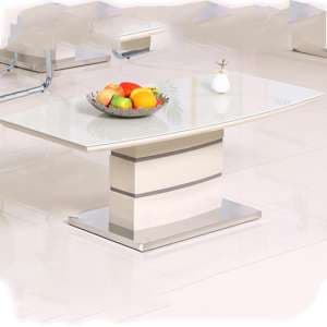 Kaiyo Glass Top Coffee Table With Cappuccino High Gloss Base - UK