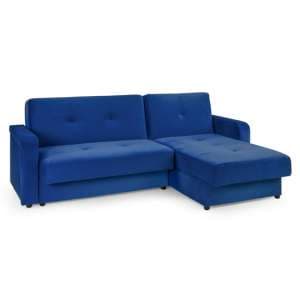Kalil Plush Velvet Universal Corner Sofa Bed In Blue