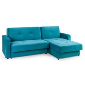 Kalil Plush Velvet Universal Corner Sofa Bed In Teal