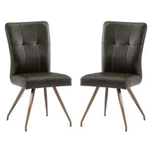 Kalista Dark Brown Faux Leather Dining Chairs In Pair - UK