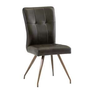 Kalista Faux Leather Dining Chair In Dark Brown - UK