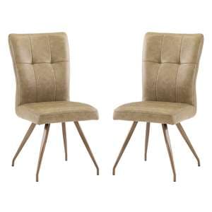 Kalista Taupe Faux Leather Dining Chairs In Pair - UK